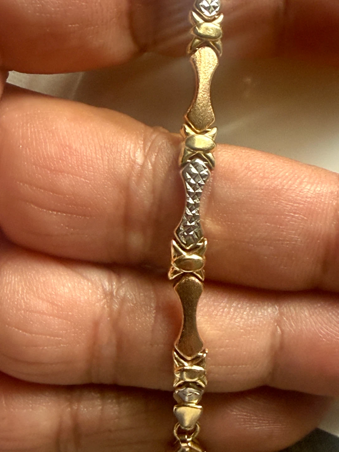 14K Tri-Color Gold "X and O" Bracelet – Solid Gold - photo 5