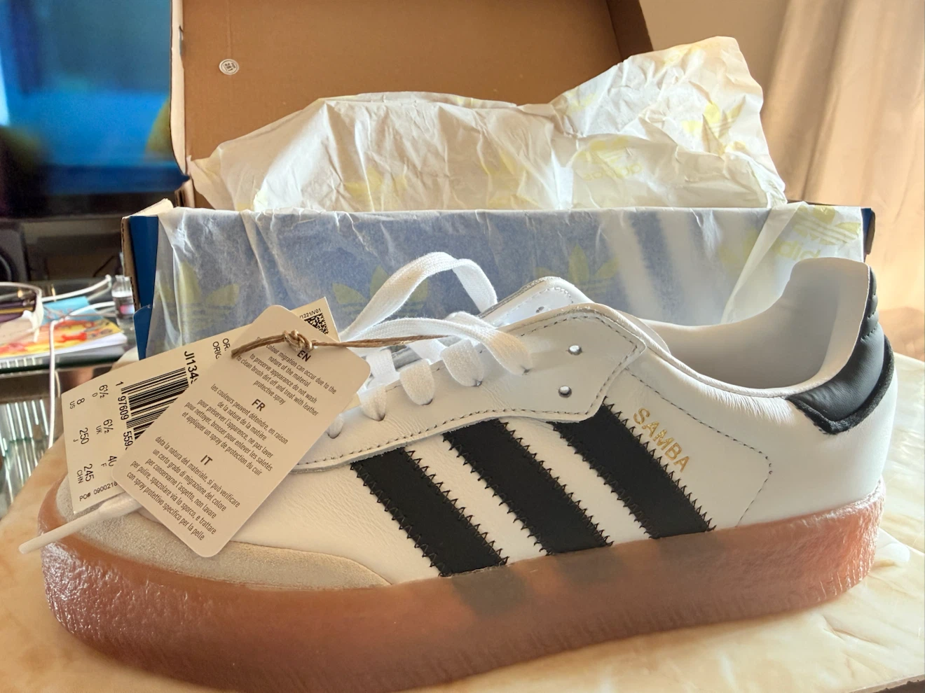 Adidas Samba OG Shoes White Black Gum Women's Size 8