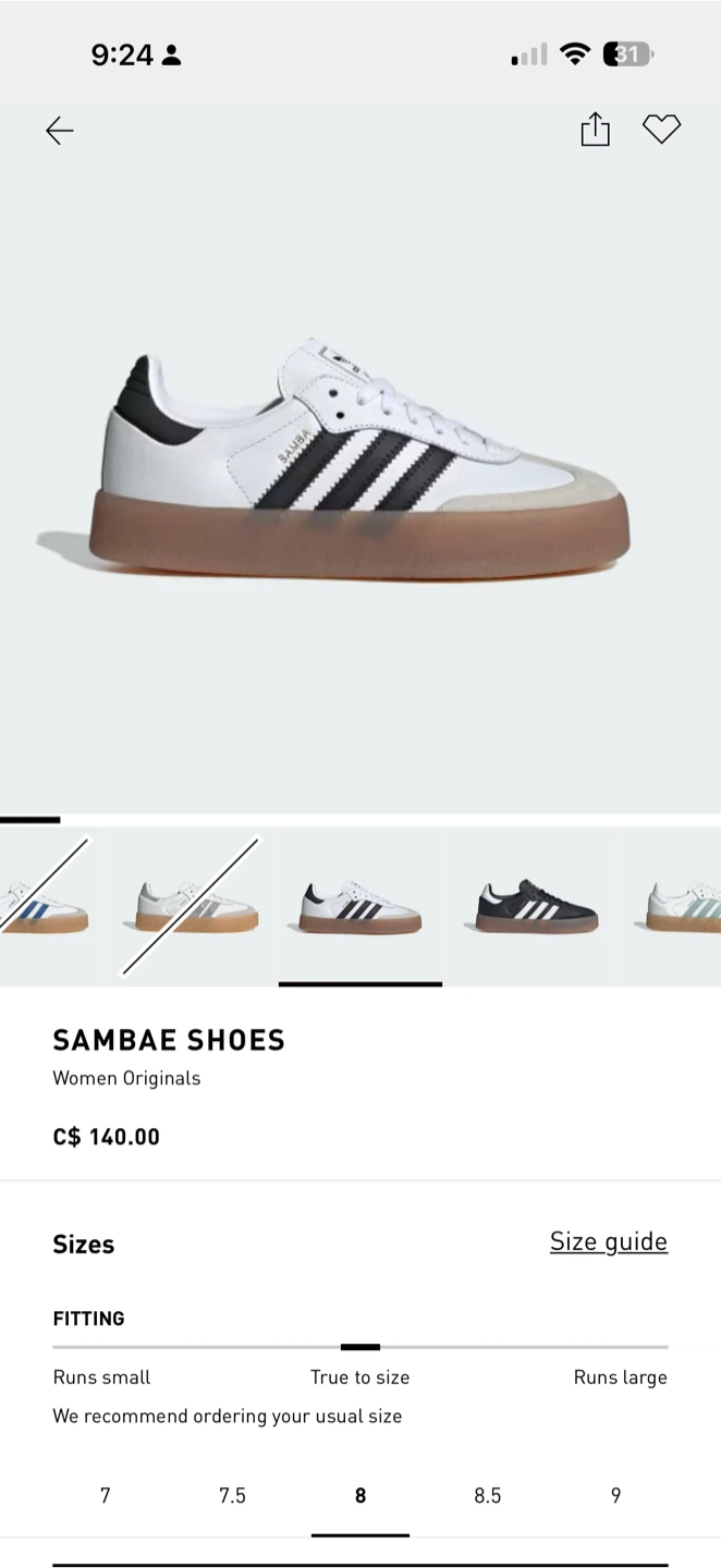 Adidas Samba OG Shoes White Black Gum Women's Size 8 - photo 5