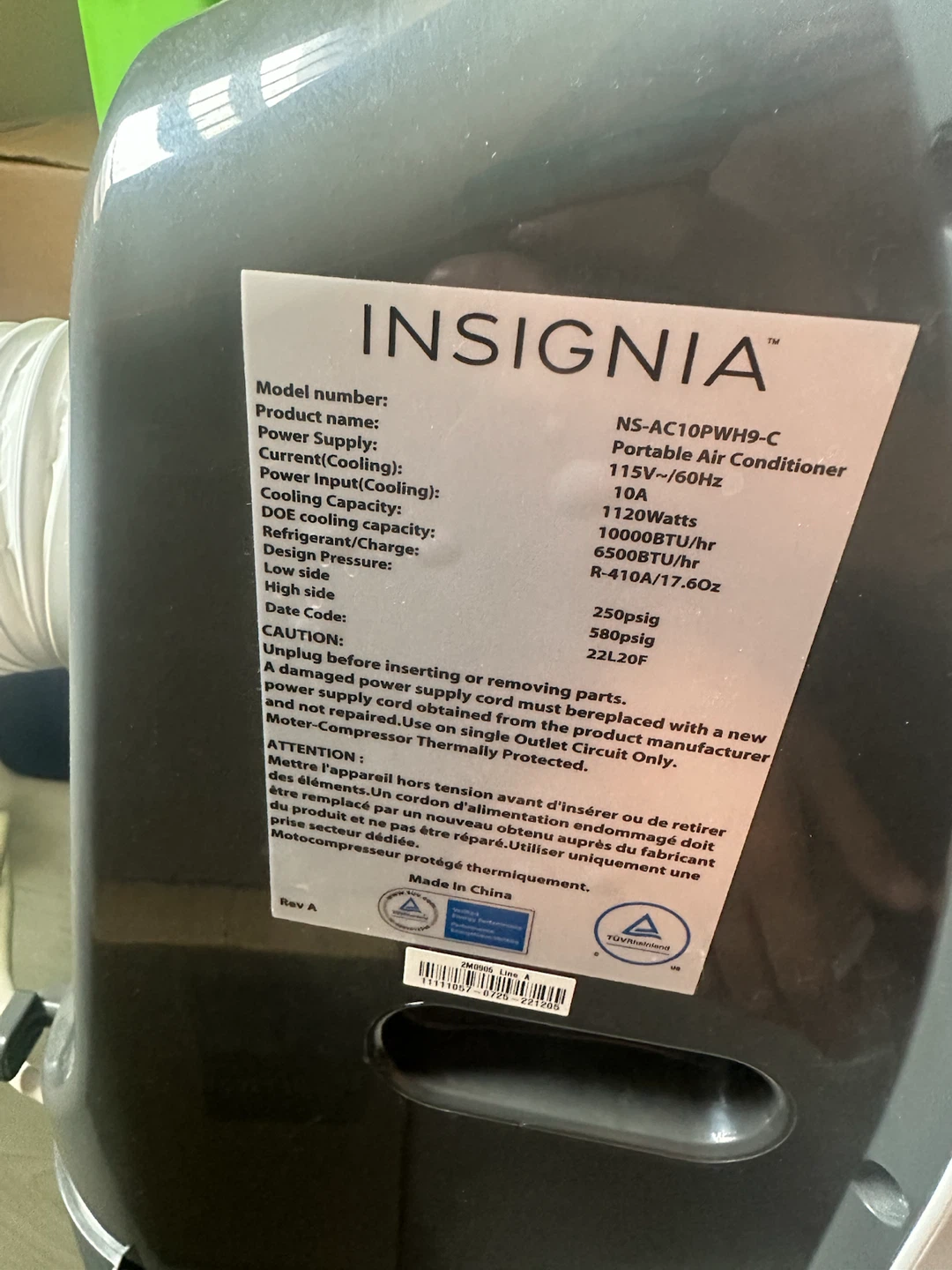 Insignia Portable Air Conditioner NS-AC10PWH9-C - photo 2
