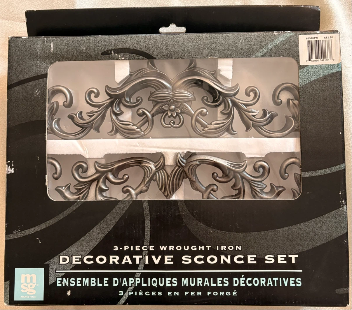 MSG Marketing 3-Piece Wrought Iron Decorative Sconce Set