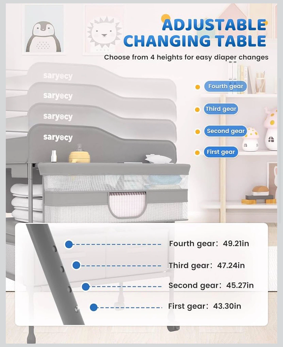 Saryocy Adjustable Baby Changing Table with Storage - photo 2