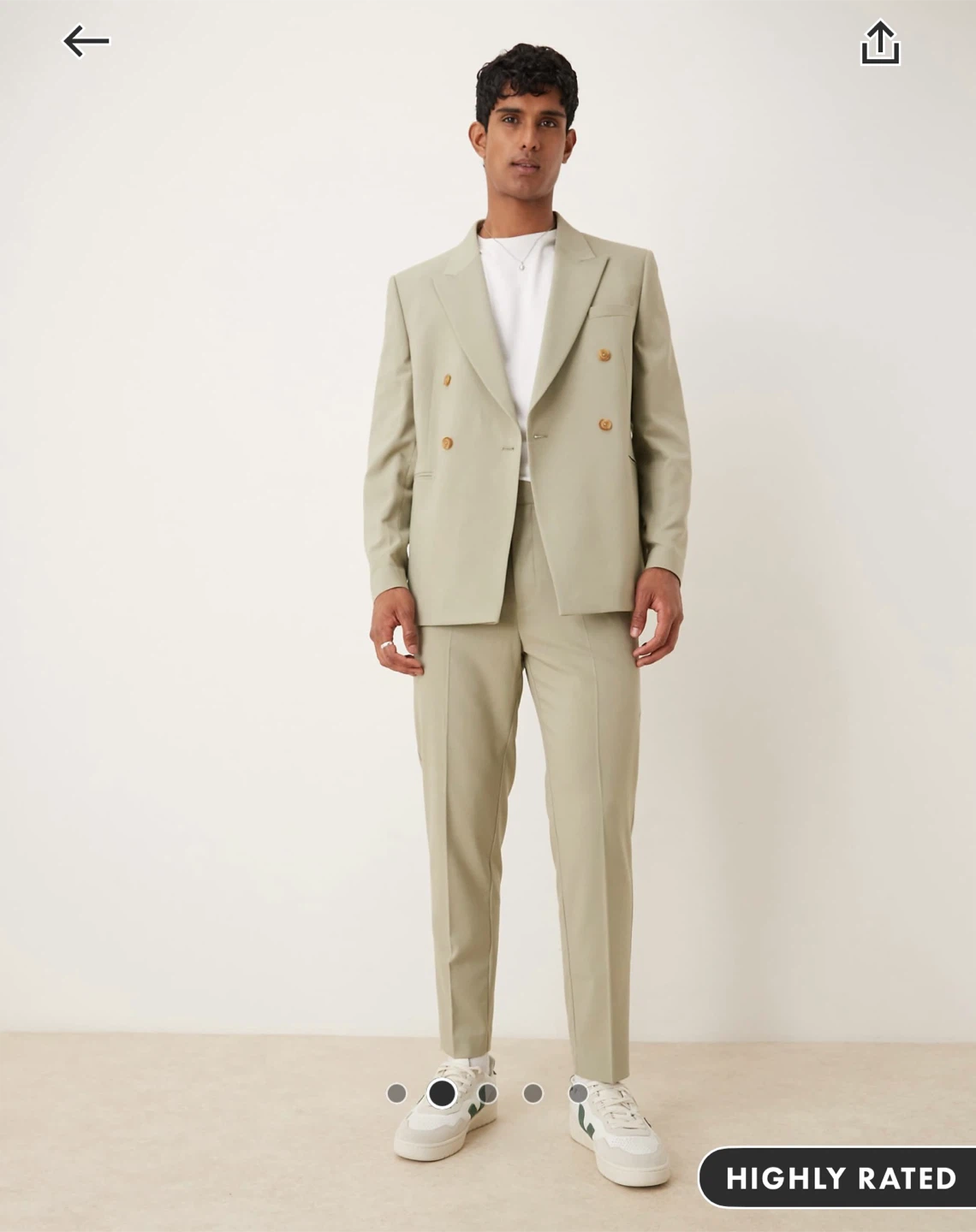 Men's Light Green Double-Breasted Suit Set
