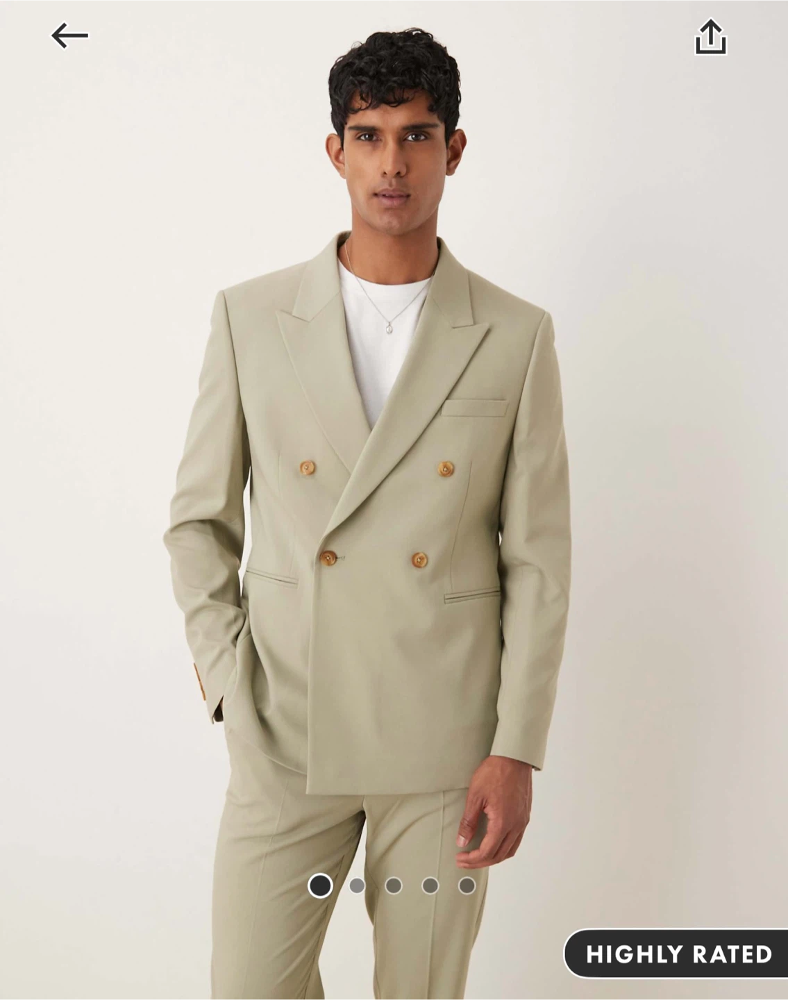Men's Light Green Double-Breasted Suit Set - photo 2