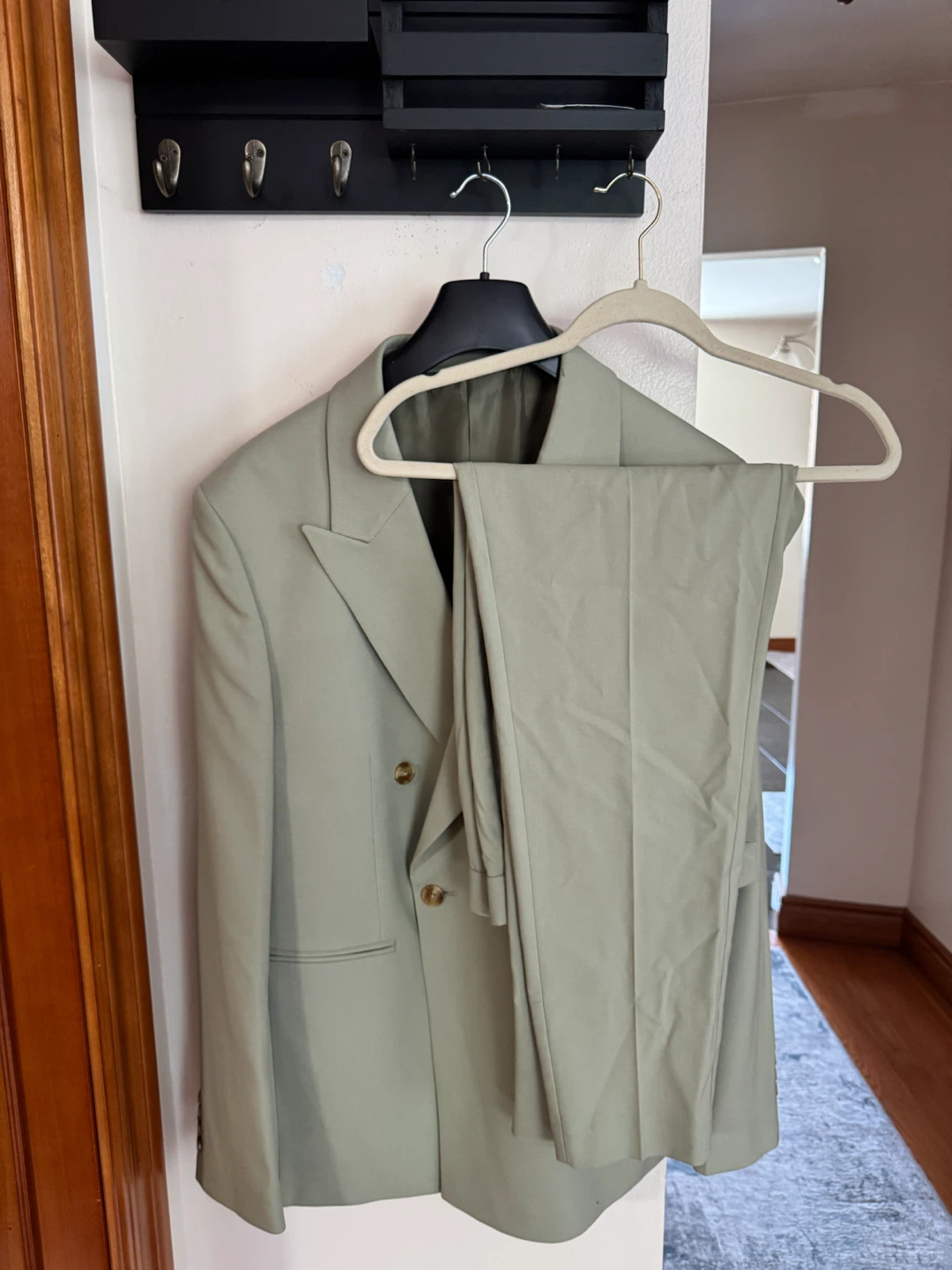 Men's Light Green Double-Breasted Suit Set - photo 4