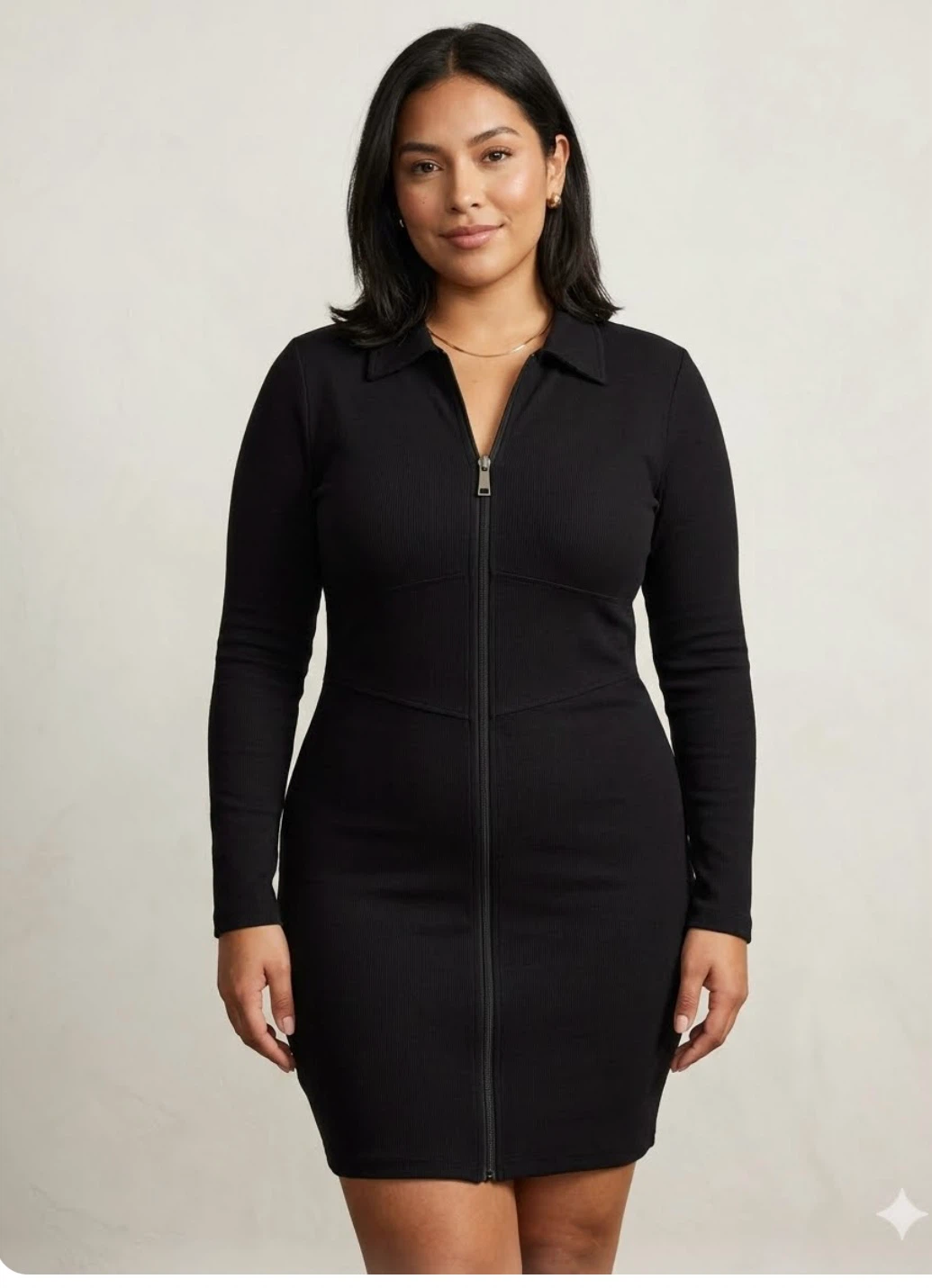 Black Denim Zipper Dress