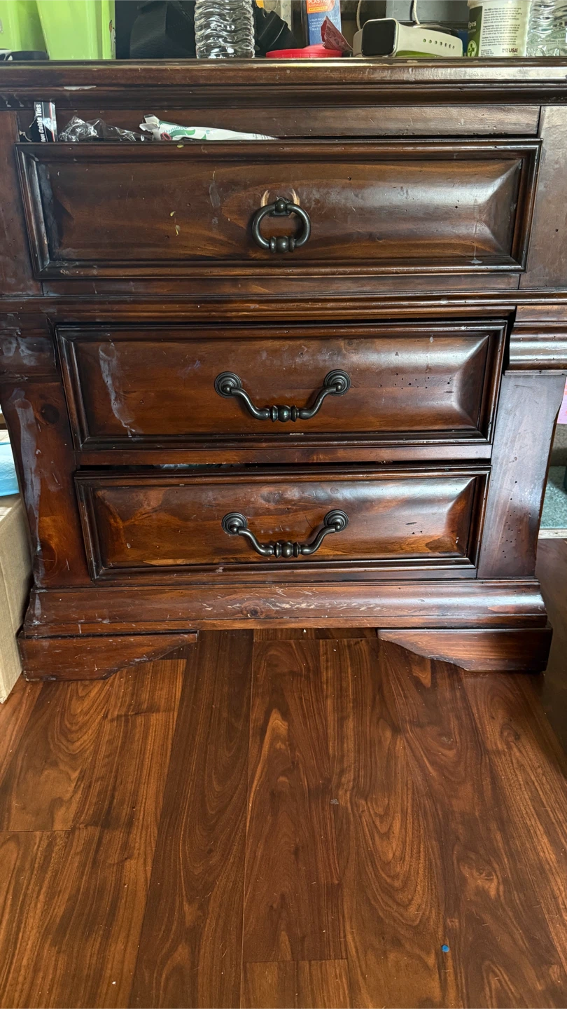 Dark Wood Nightstand with 3 Drawers from Ashley Home furniture - photo 2