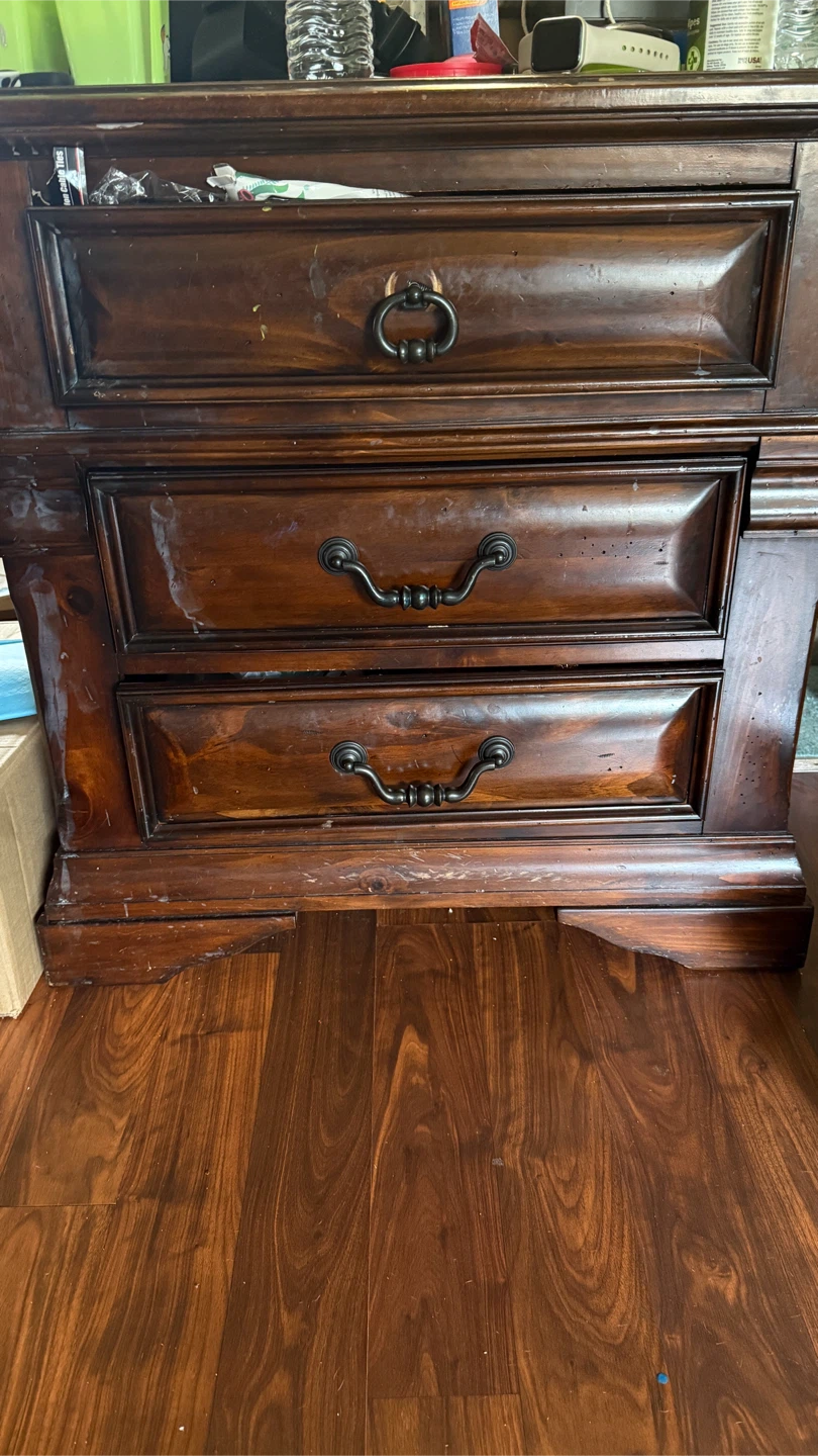 Dark Wood Nightstand with 3 Drawers from Ashley Home furniture - photo 3