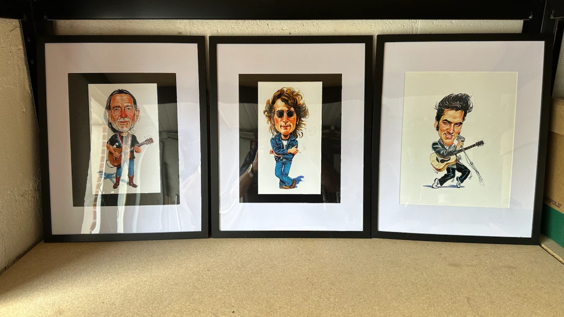 Set of 3 Framed  Caricature Art Prints $10 ea