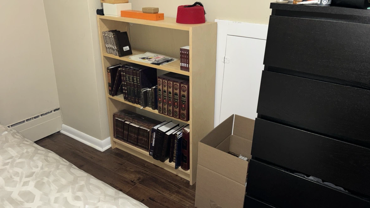 Twin bed frame with matching  night stand and book shelf
