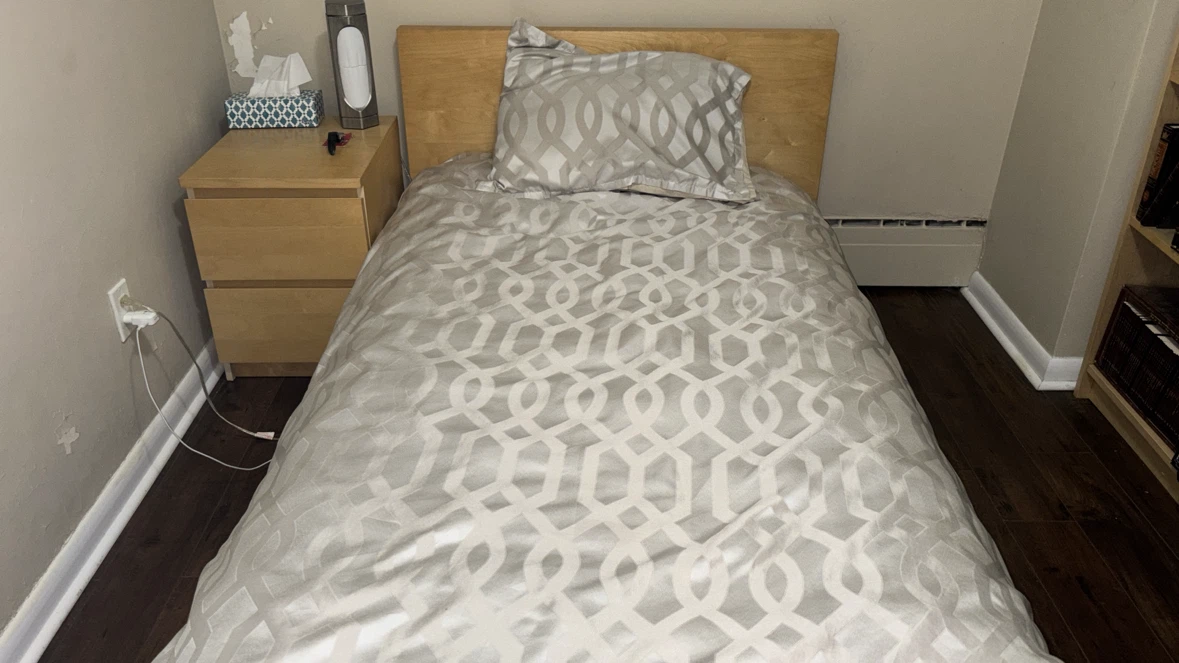Twin bed frame with matching  night stand and book shelf - photo 2