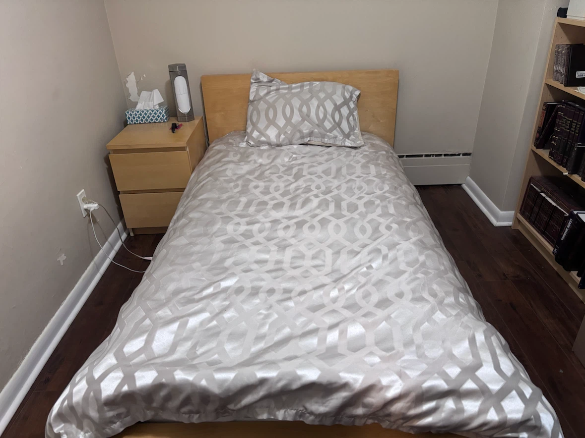 Twin bed frame with matching  night stand and book shelf - photo 3