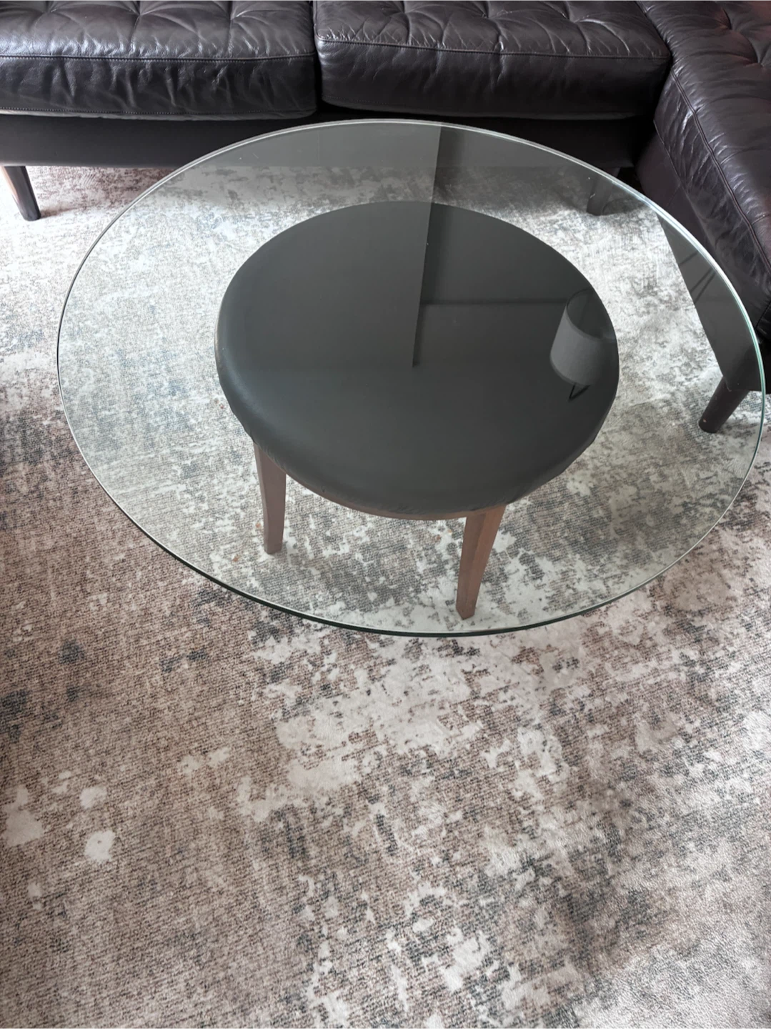 MCM Coffee Table with solid wood base &  thick glass top - photo 2