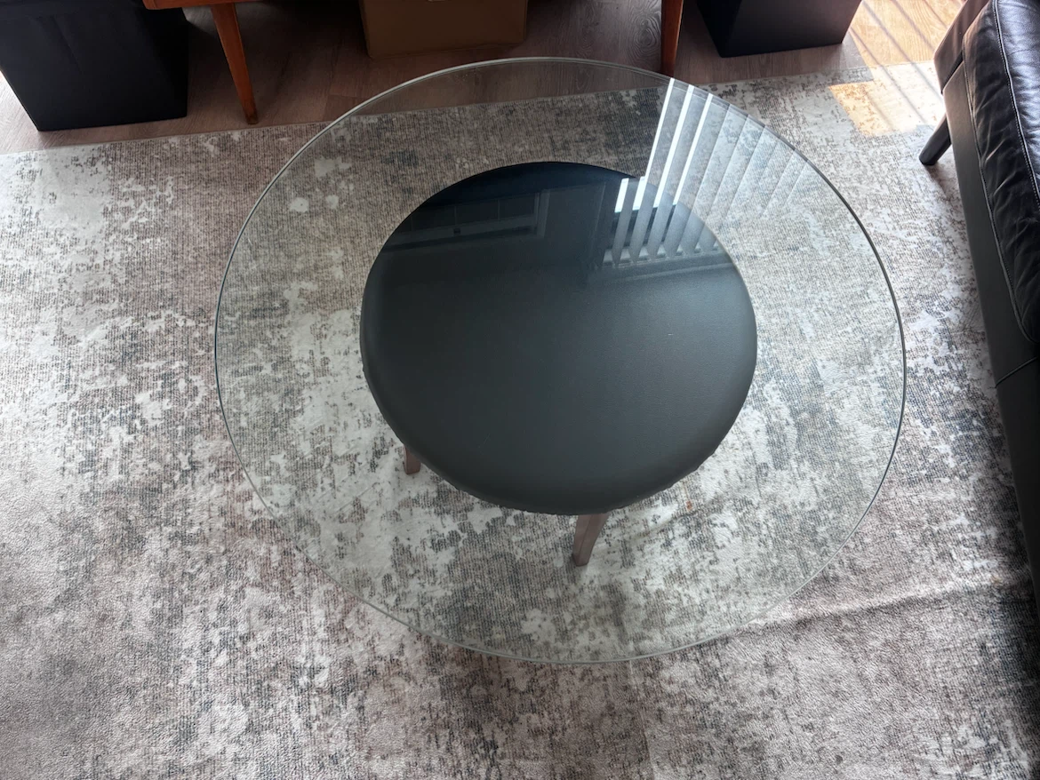 MCM Coffee Table with solid wood base &  thick glass top - photo 3
