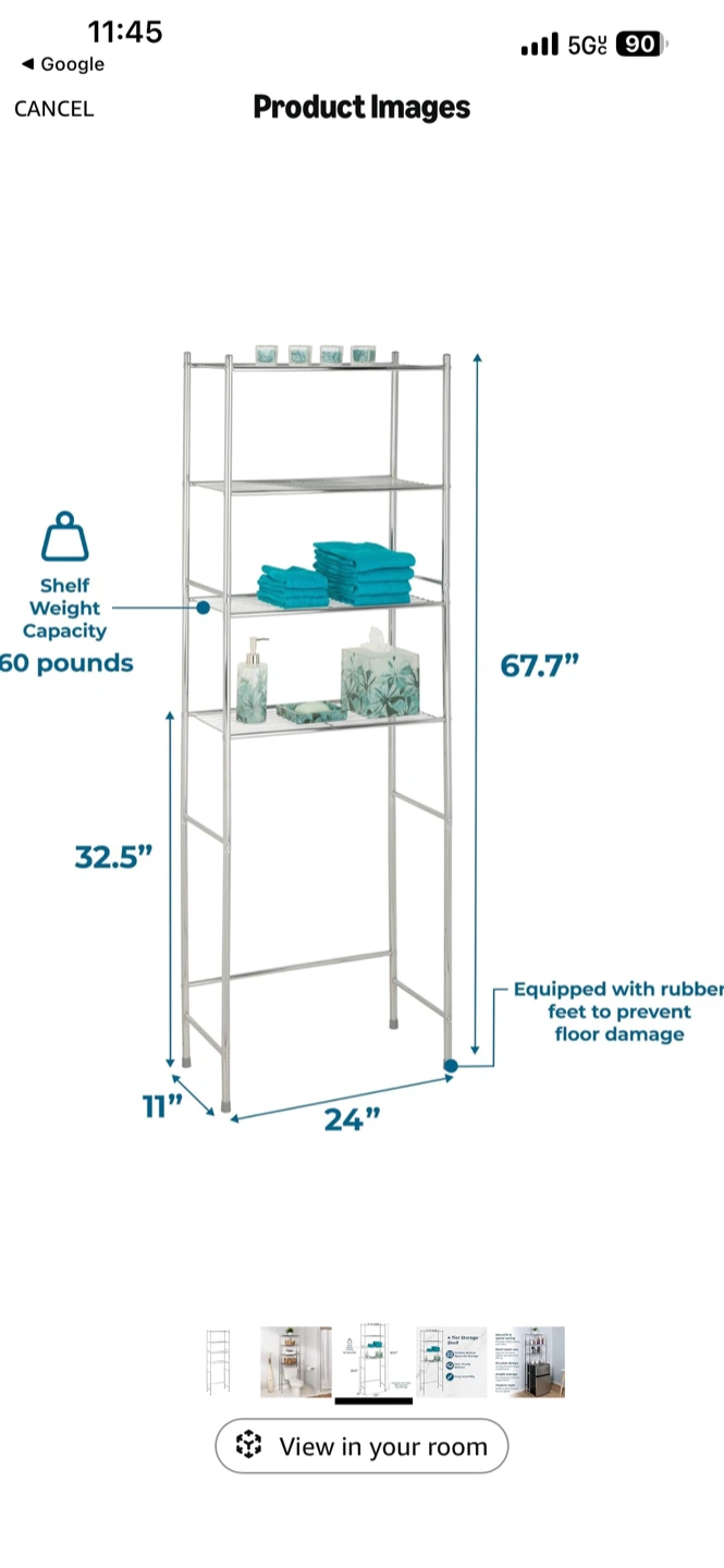 Chrome Over-the-Toilet Shelf Unit - photo 5