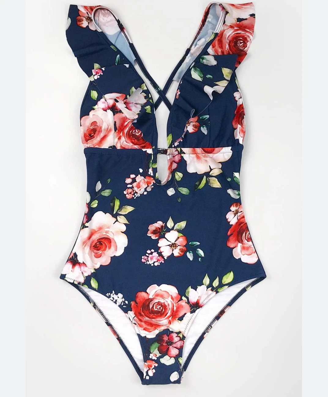 Navy Floral One-Piece Swimsuit - photo 2