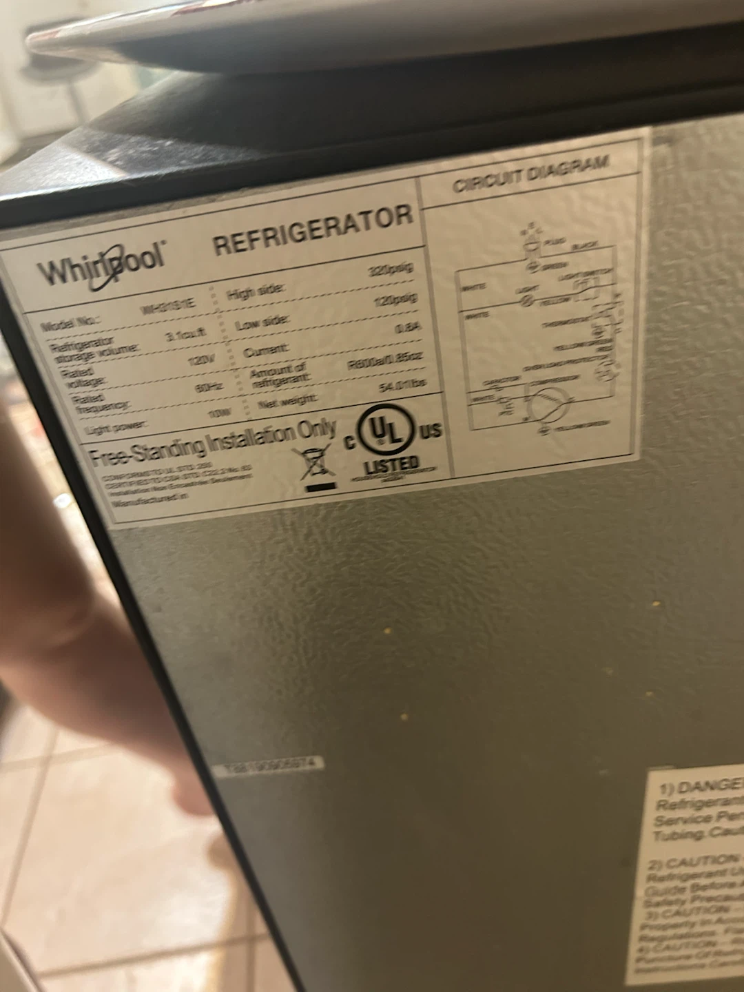 Whirlpool 3.1 Cu. Ft. Mini Refrigerator – Great Condition - photo 2