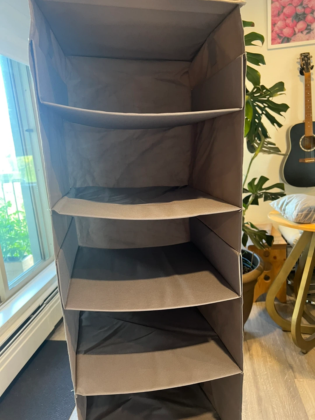 Grey Hanging Storage Organizer with 6 Cubbies