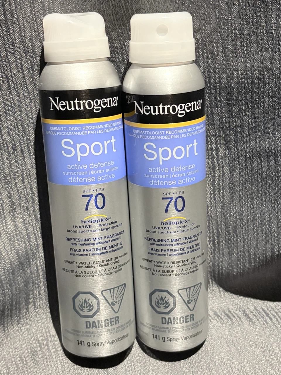 Neutrogena Sport Active  SPF 70 Sunscreen Mist Spray (2 cans)