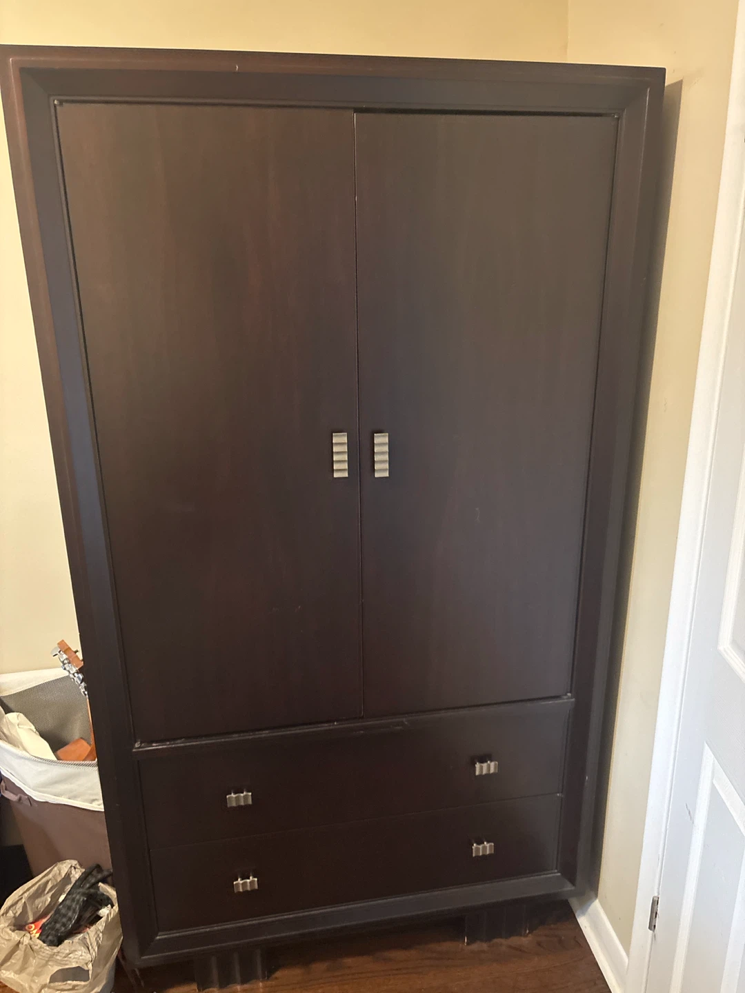 Dark Wood Wardrobe with Drawers