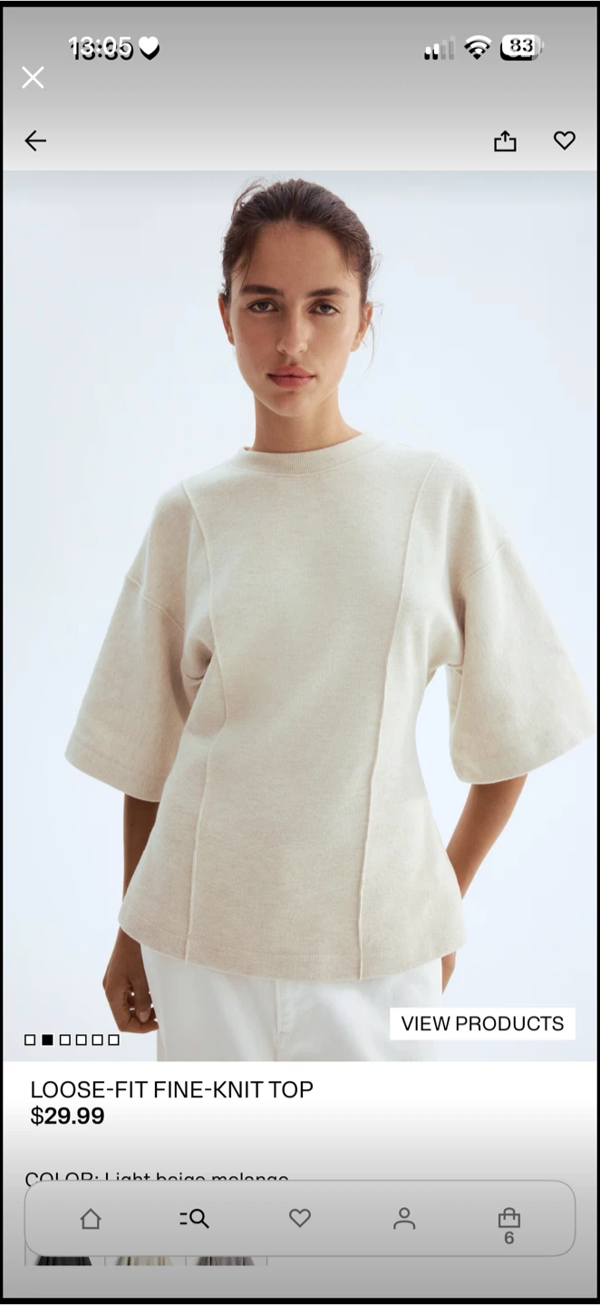 H&M Loose-Fit Fine-Knit Top - Beige