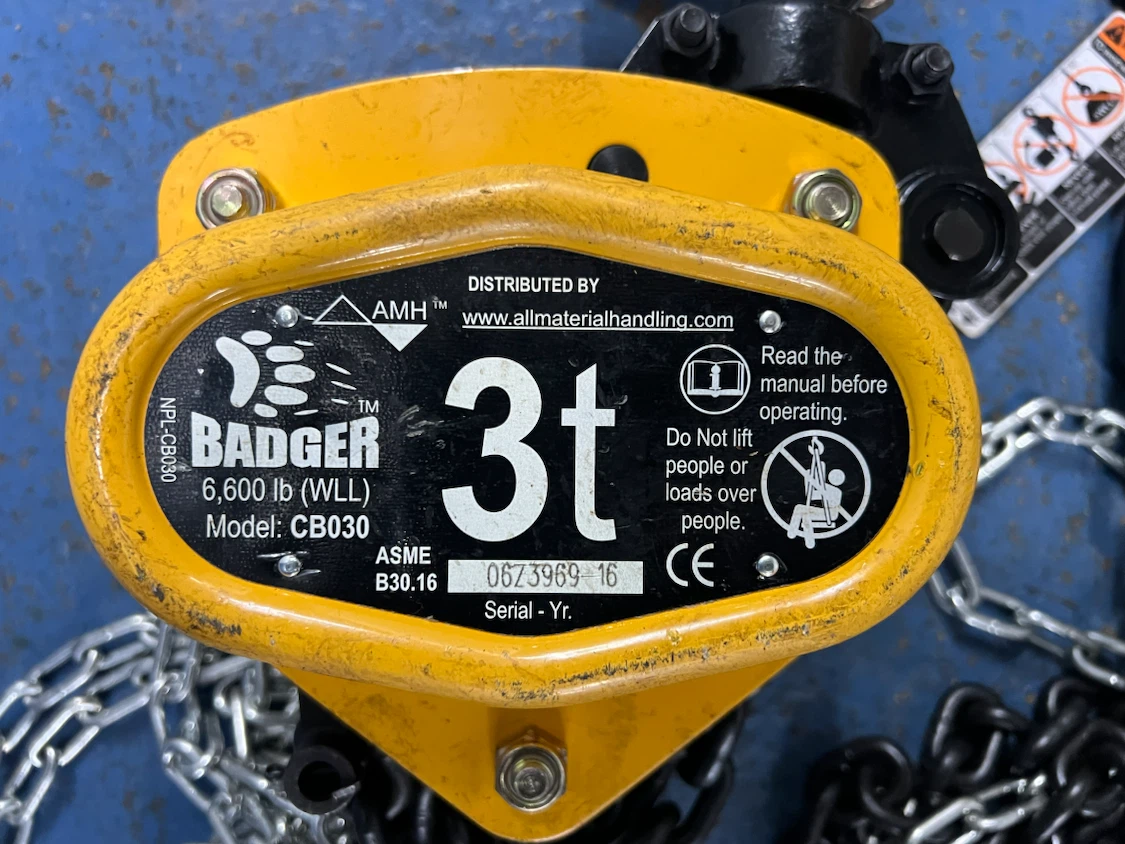 Badger 3 Ton Chain Hoist CB030 - photo 3