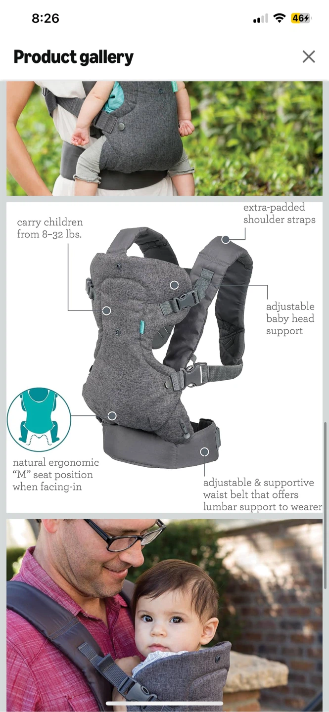 Infantino Flip 4-in-1 Baby Carrier Convertible Ergonomic, Gray - photo 2
