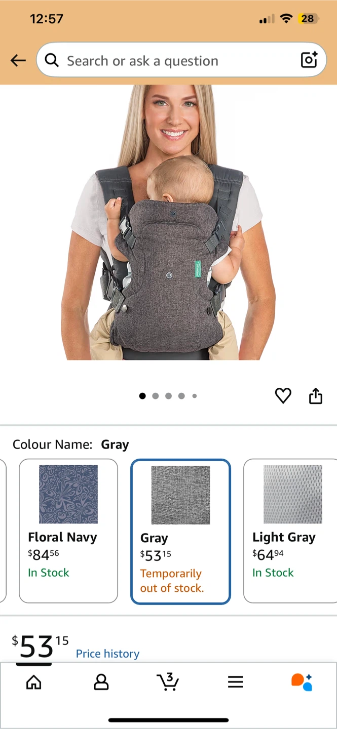 Infantino Flip 4-in-1 Baby Carrier Convertible Ergonomic, Gray - photo 5
