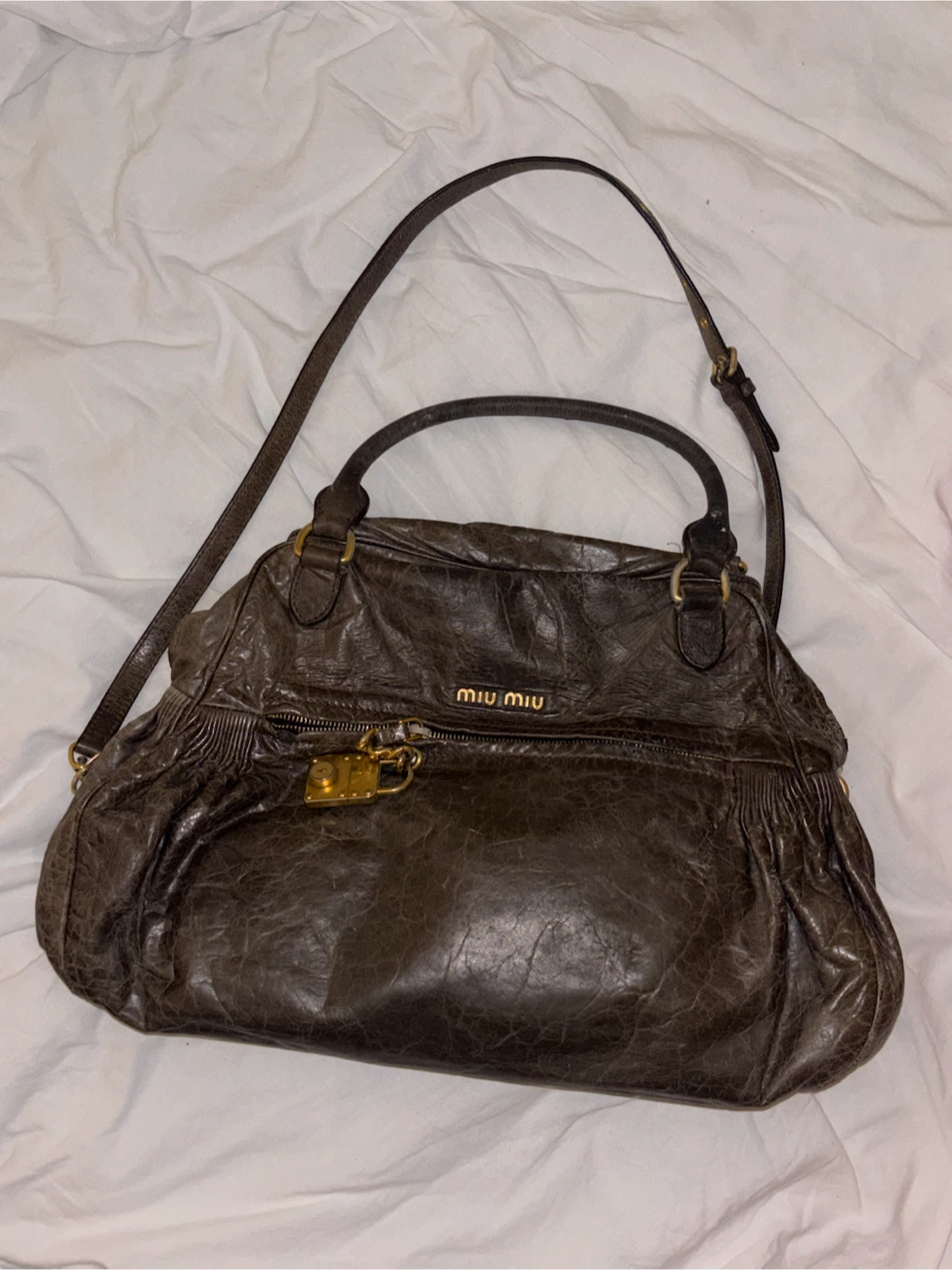 Vintage Miu Miu Distressed Leather Bag
