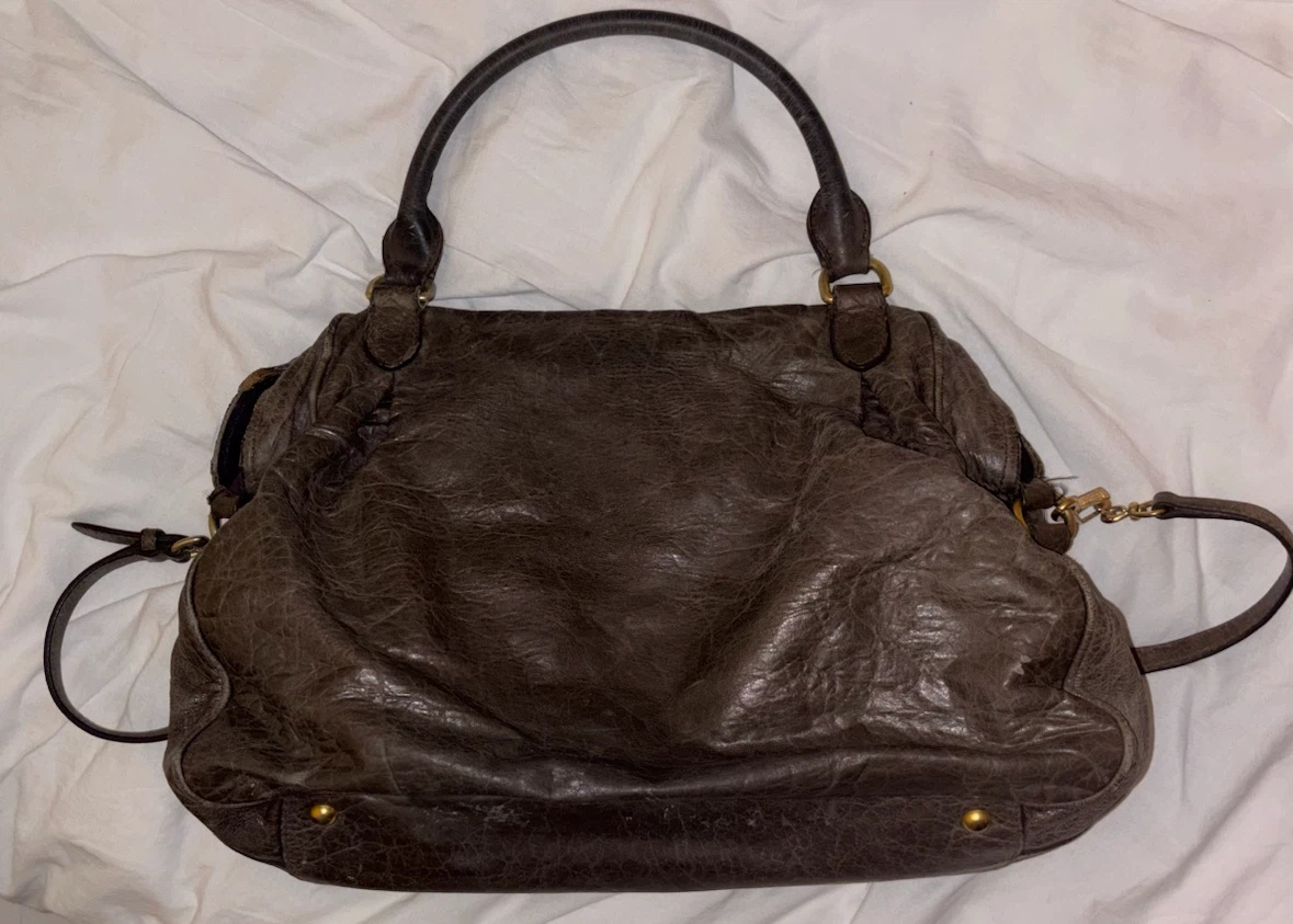 Vintage Miu Miu Distressed Leather Bag - photo 3