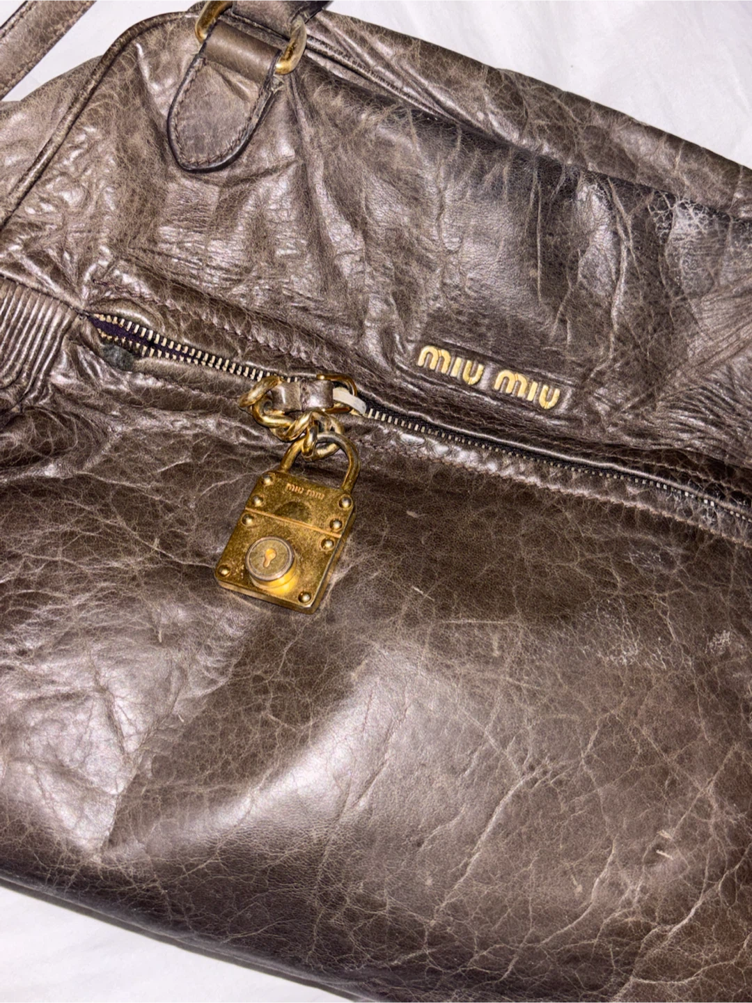 Vintage Miu Miu Distressed Leather Bag - photo 4