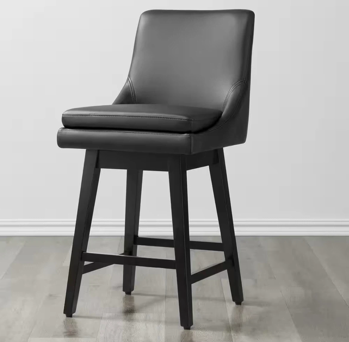 Black Faux Leather Swivel Bar Stool