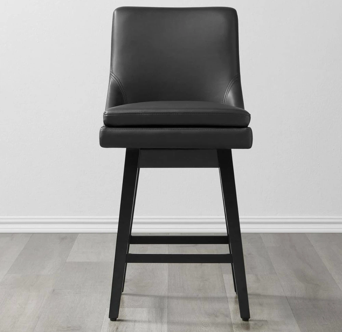 Black Faux Leather Swivel Bar Stool - photo 2