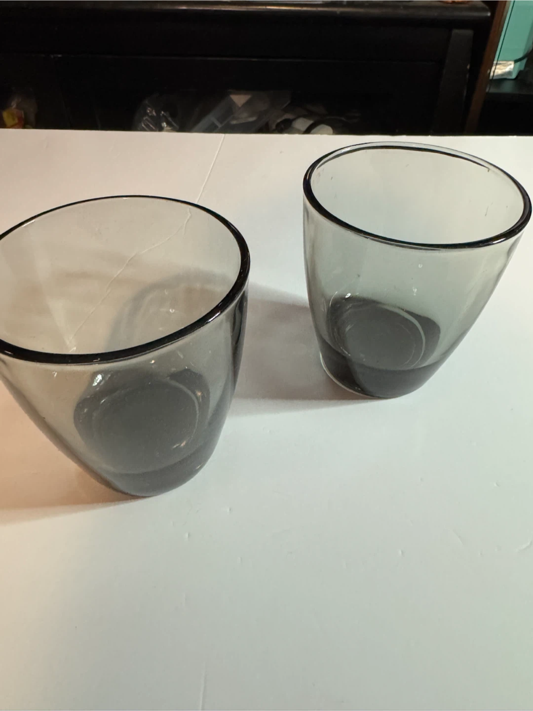 Set of 2 Grey Tinted Glass Tumblers