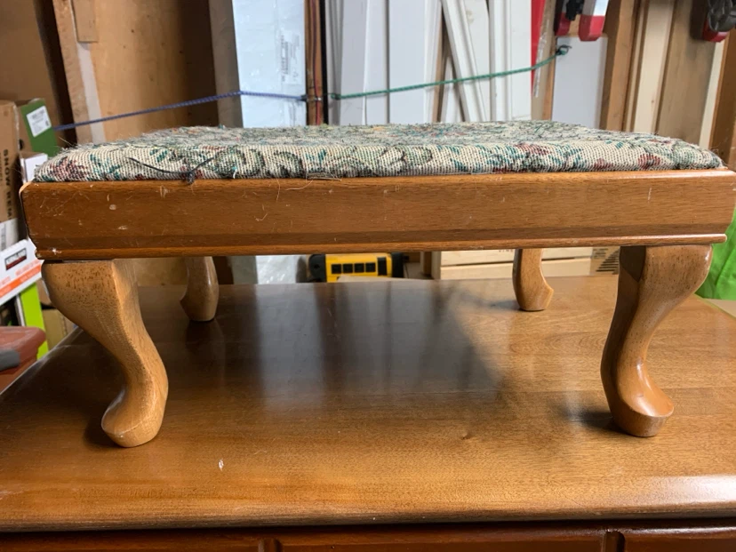Footstool Ottoman with Floral Upholstery
