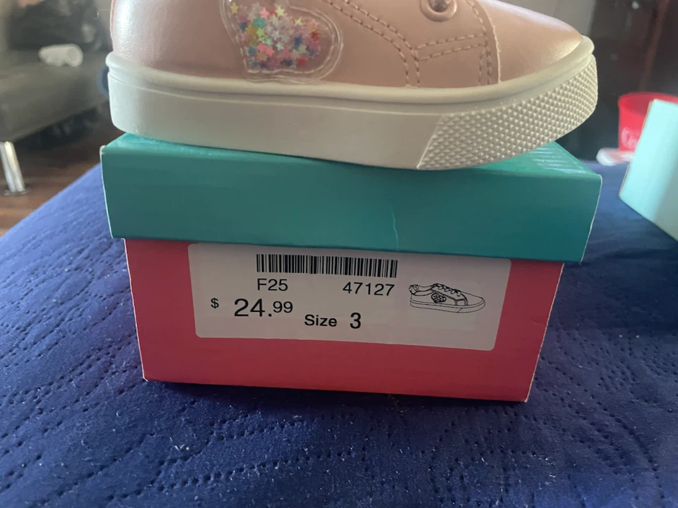 Pink Sneakers with Heart Detail - Size 3
