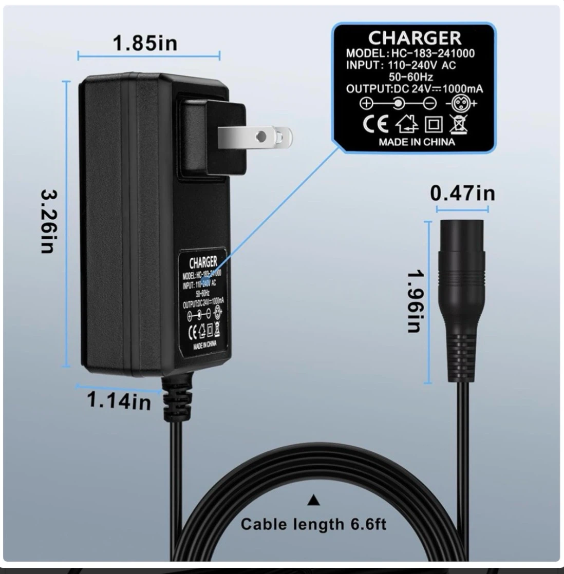 24V Battery Charger with 3-Prong Connector - photo 3