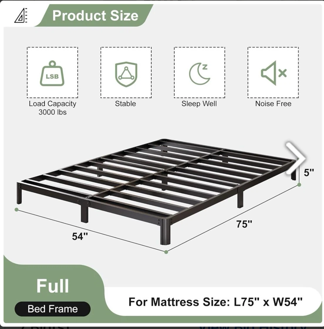 Full Bed Frame - Collapsible Metal Platform - photo 2