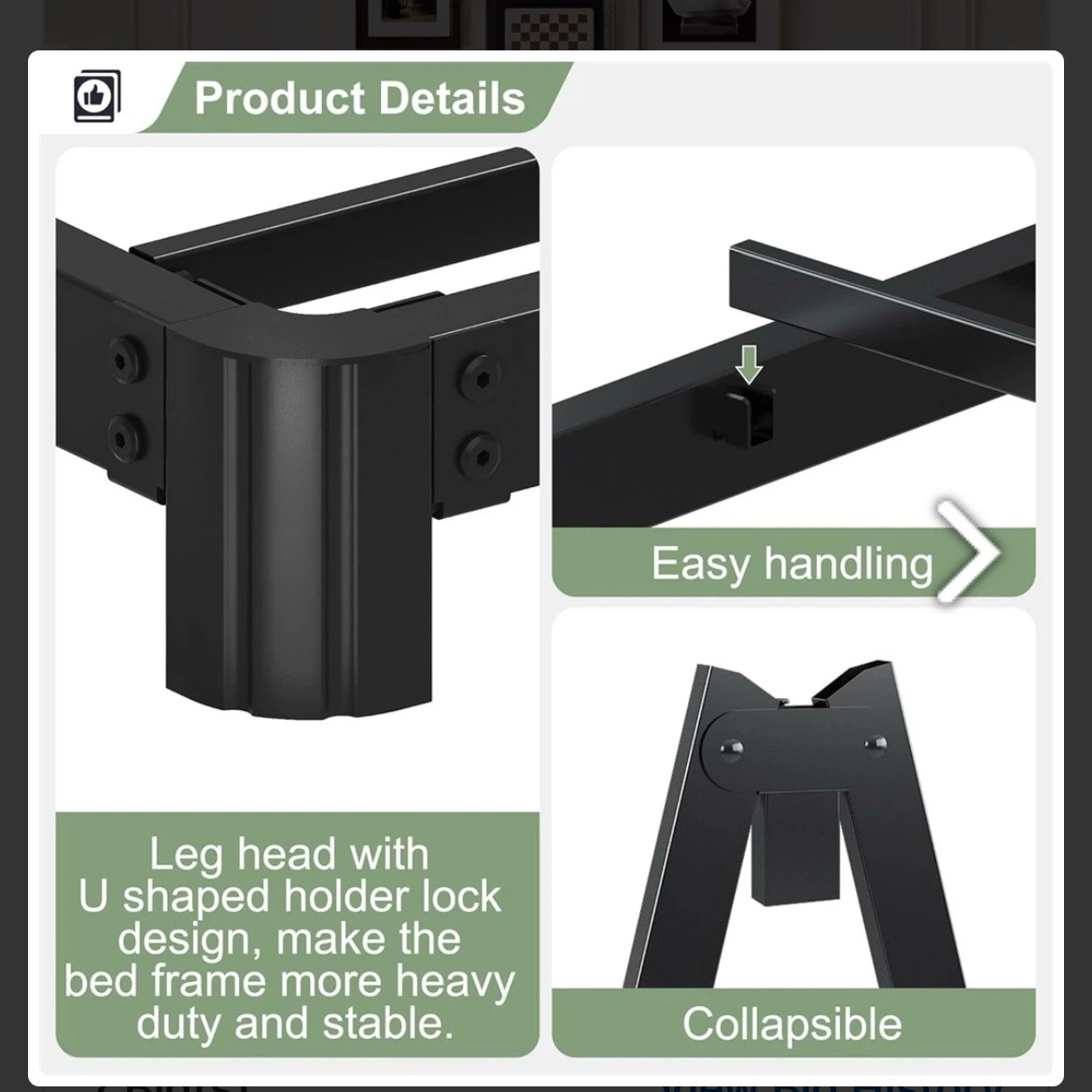 Full Bed Frame - Collapsible Metal Platform - photo 4