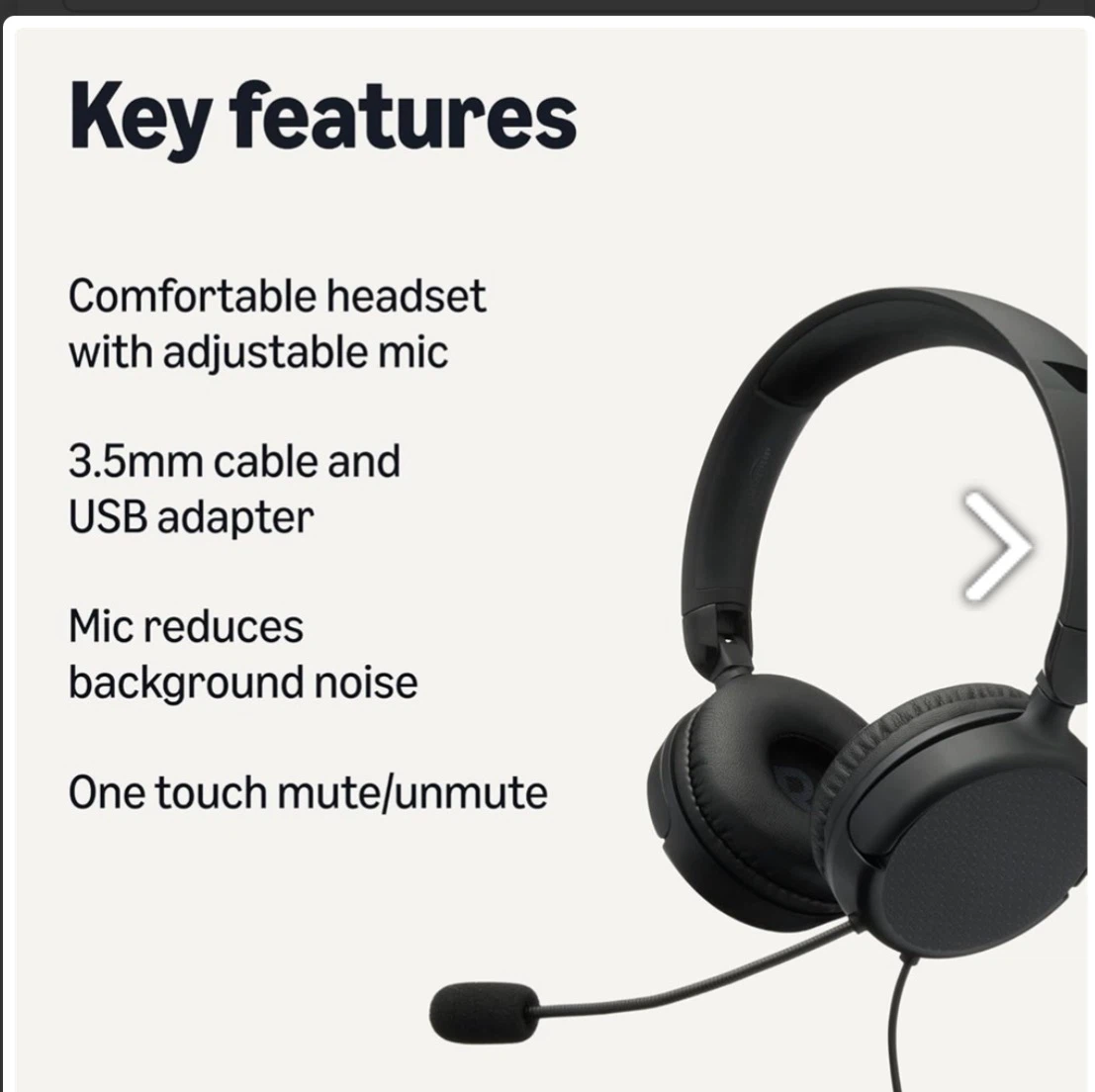 Black Wired Headphones with Adjustable Mic and USB Adapter - photo 2