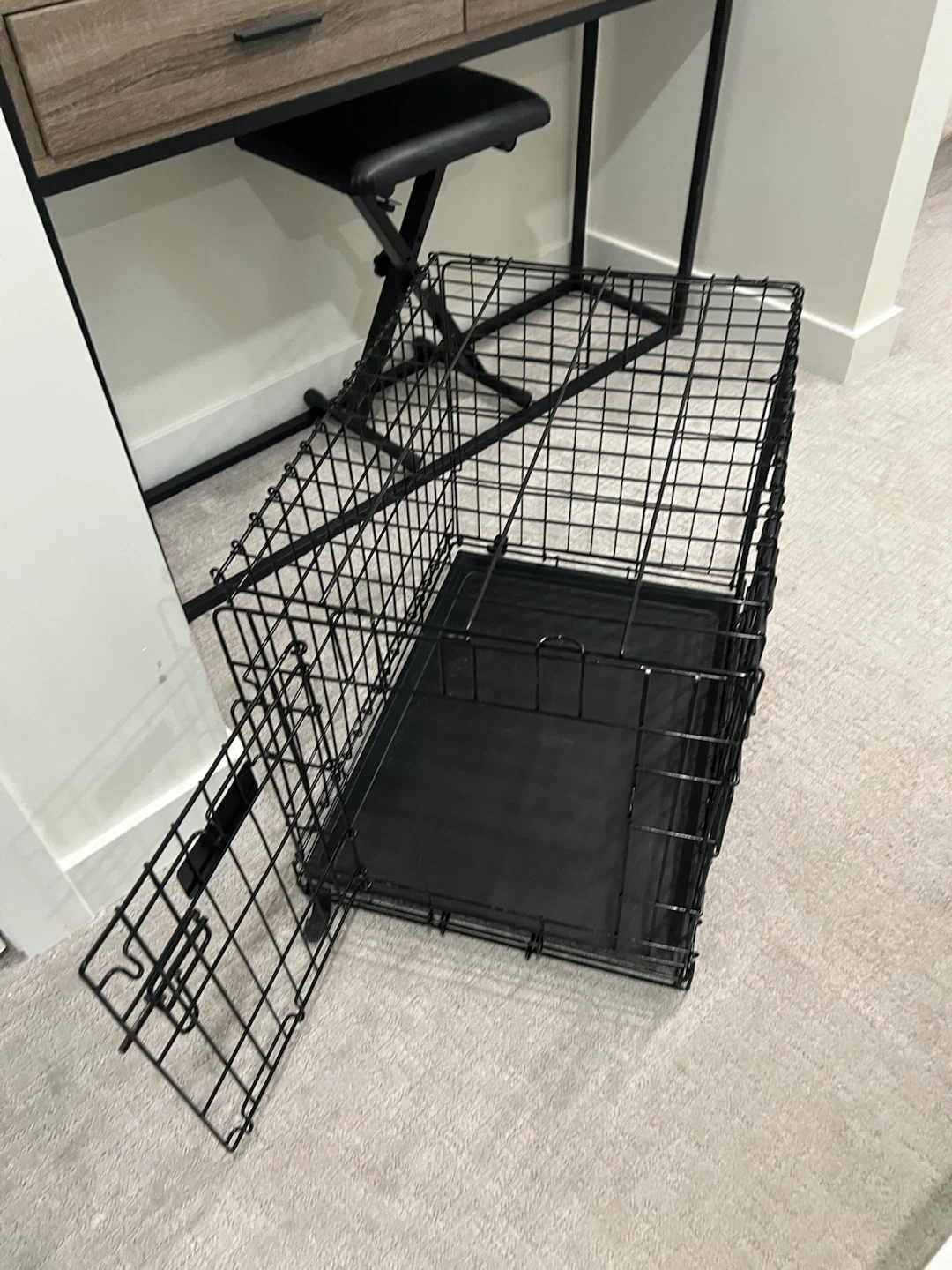 Black Metal Dog Crate with Tray - photo 2