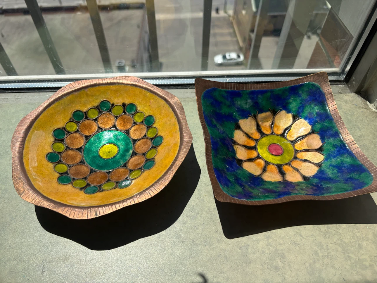 Vintage Decorative Copper Enamel Bowls