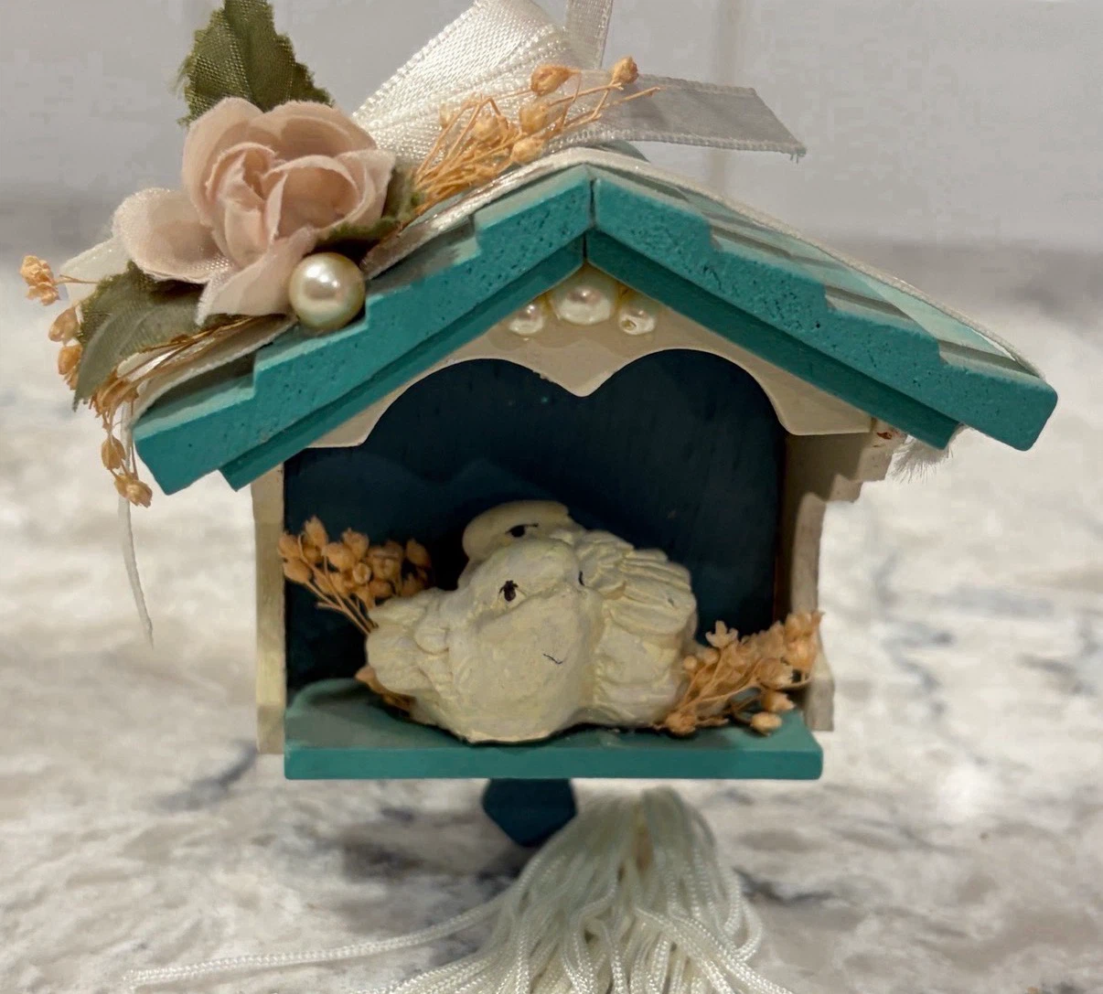 Set of 2 Mini Birdhouse & Bench Hanging Ornaments - photo 5