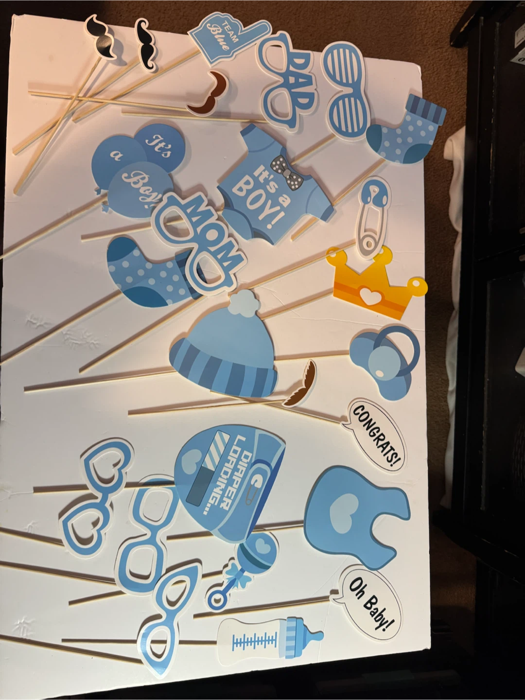 Baby Shower Photo Booth Props - Boy and Various Balloons