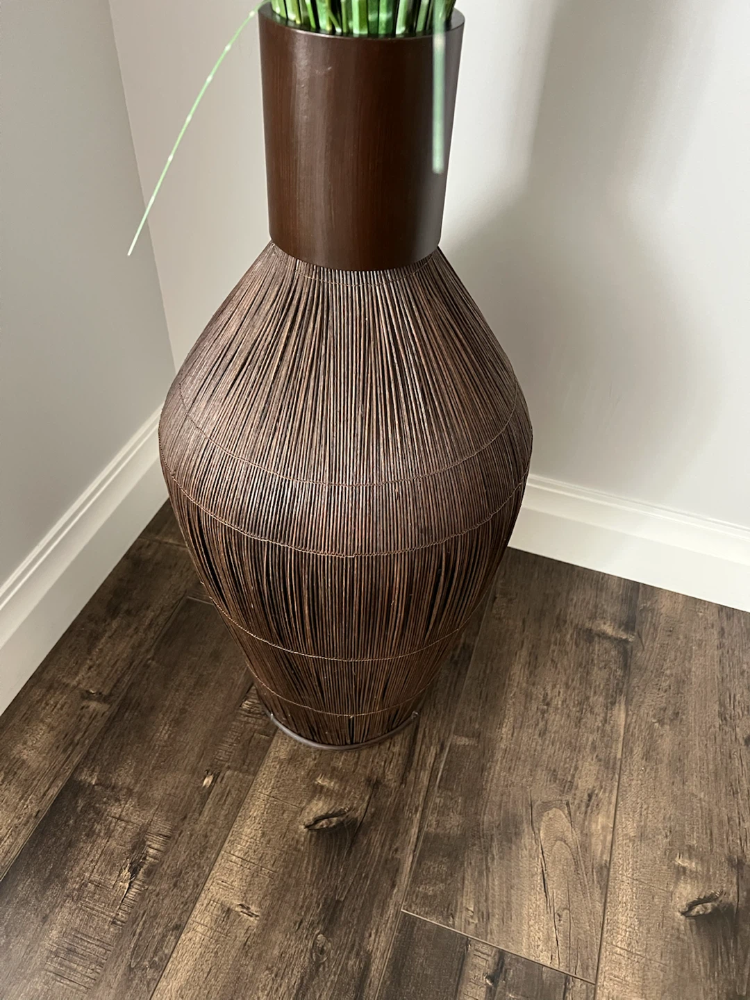 Large Woven Vase with Faux Grass - photo 2