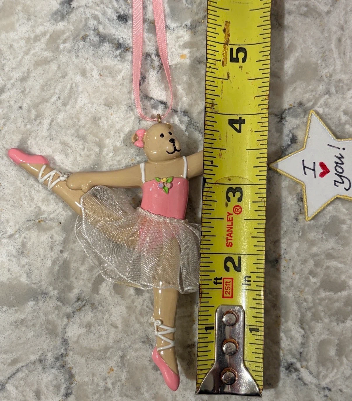 Cute Ballerina Bear Hanging Ornament w/ “I ❤️ You” Charm - photo 3