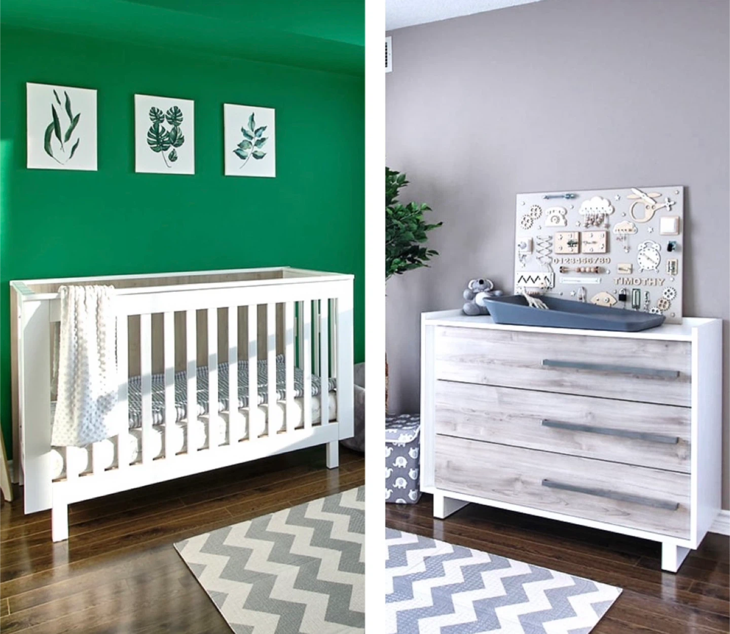 TULIP Crib + Dresser + Mattress + Leander Matty Changer