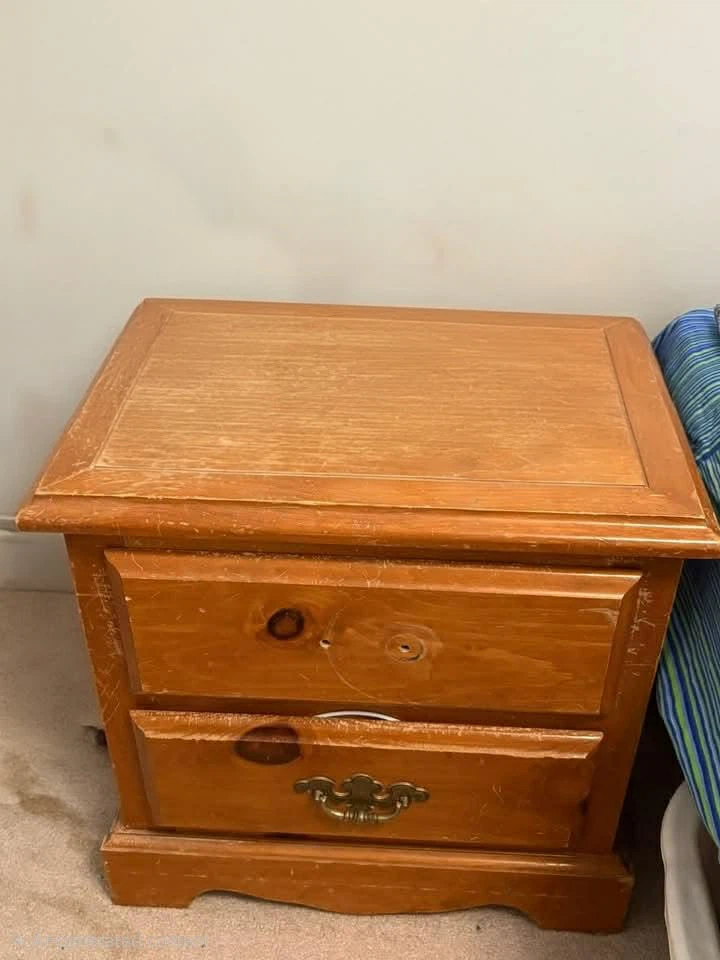 Wooden Nightstand with Two Drawers