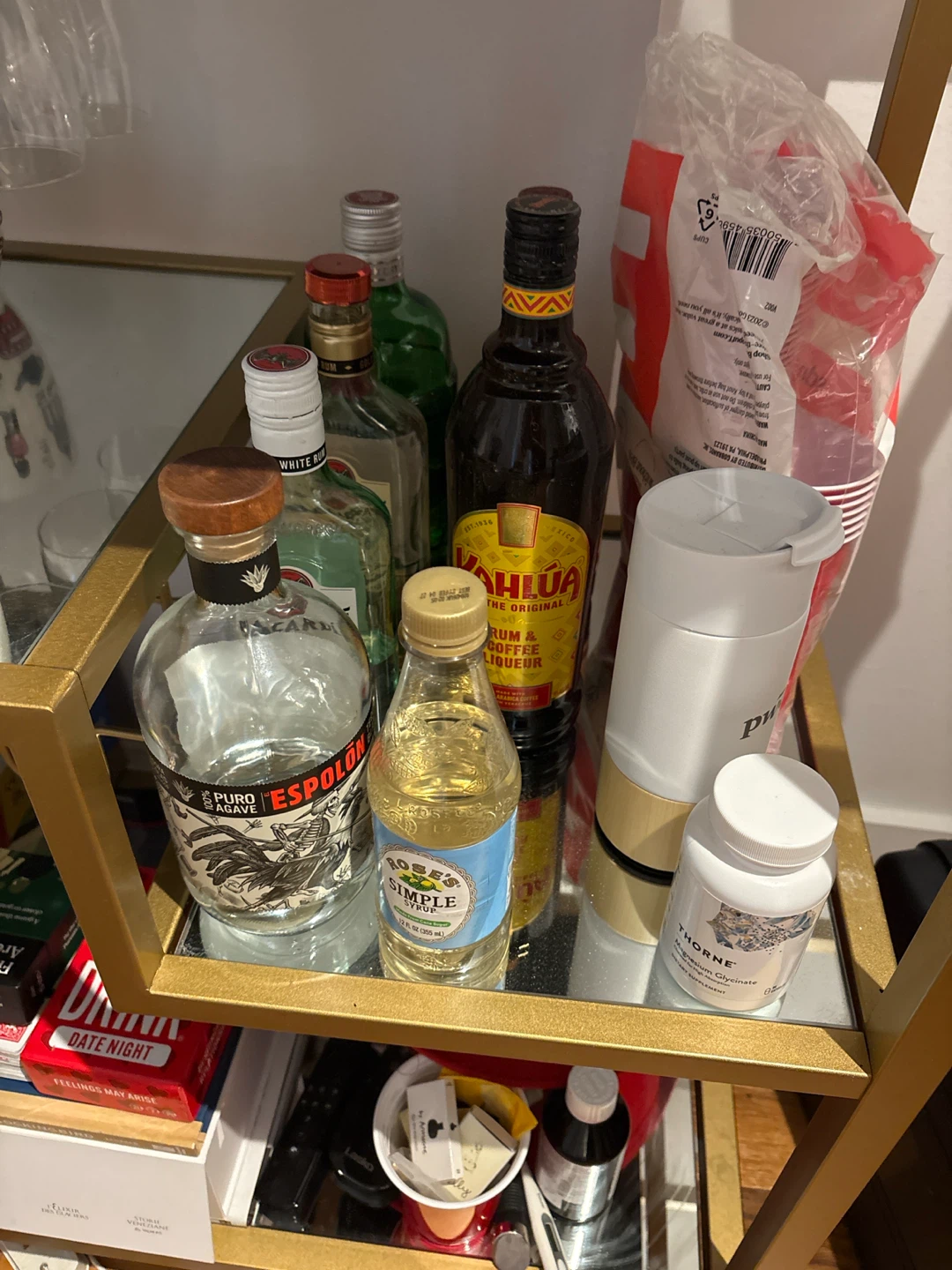 Golden Bar Cart + Living Room Shelf - photo 3