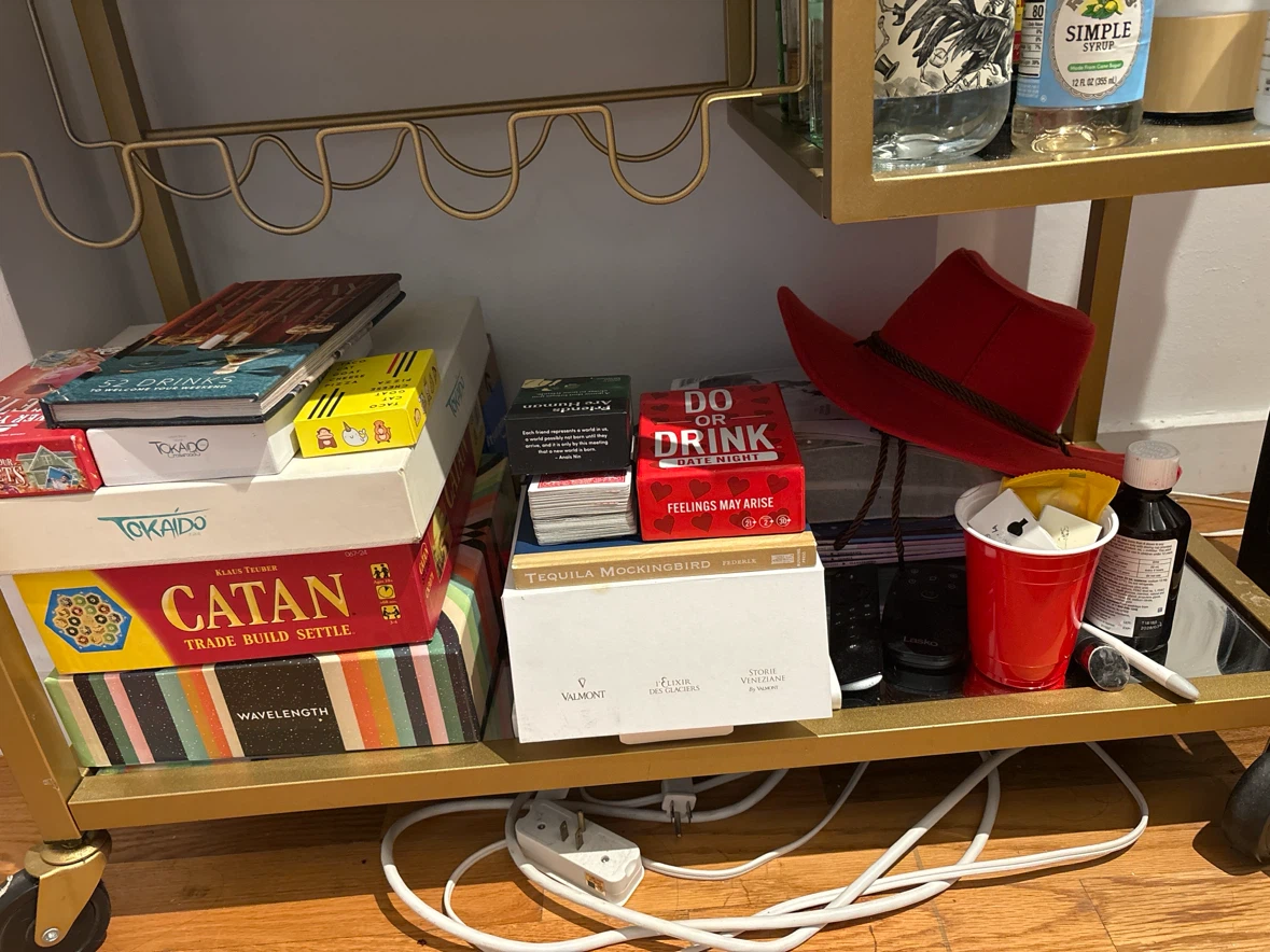 Golden Bar Cart + Living Room Shelf - photo 4